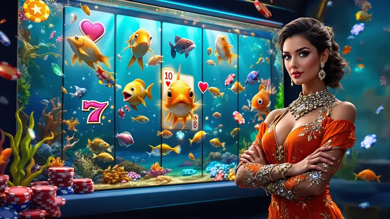 หน้าจอเกมสล็อตสีสันสดใสพร้อมวงล้อและสัญลักษณ์เกม